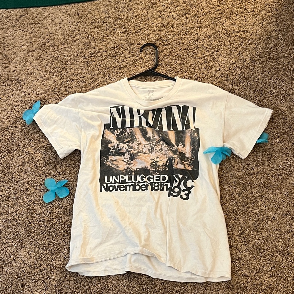 NIRVANA White and Black Unplugged NYC Graphic Tee